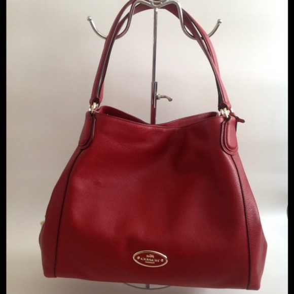 Coach Handbags - Coach Red Pebble Leather Edie Shoulder Bag